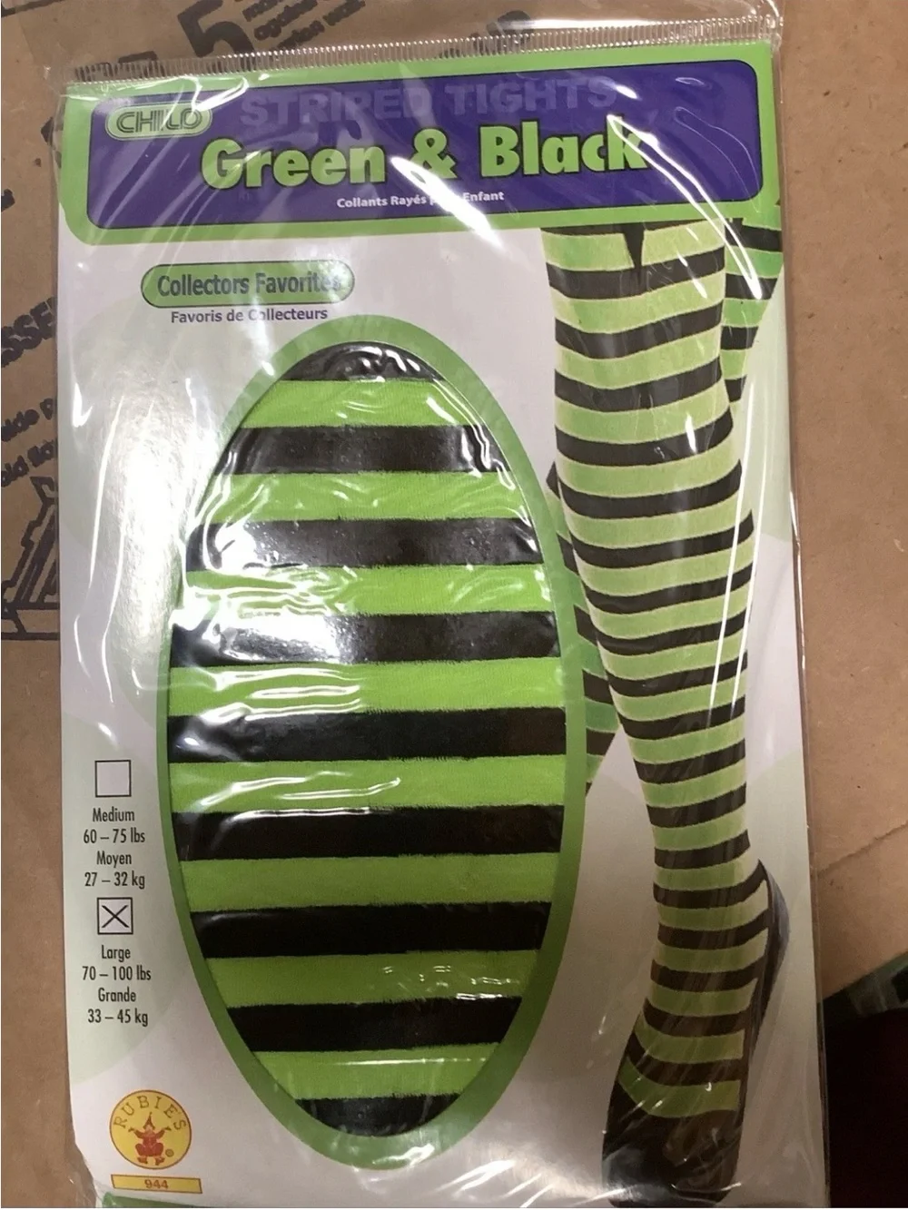 Rubie's Costume Child Neon Green/Black Stripe Tights Costume